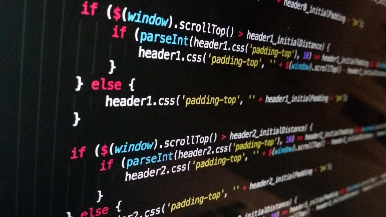 Coloured source code shown on a monitor.